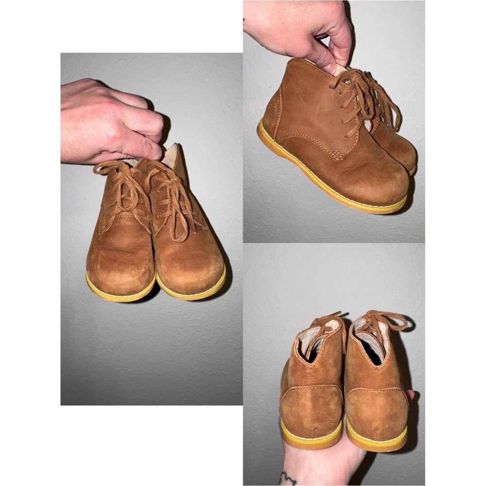 Kids Tan Suede Chukka Boots Yellow Sole Lace Up Casual Brown Ankle Boots
